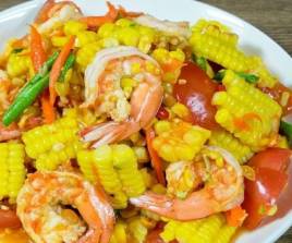 ตำข้าวโพด+กุ้ง